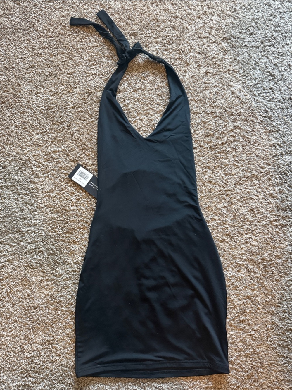 White Fox Boutique Black Backless Halter Bodycon Dress